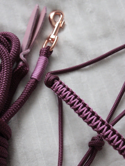 Ensemble Licol/ Longe aubergine/ vieux rose