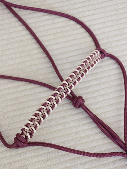 Licol éthologique zigzag aubergine/ rose cuivré/ crème