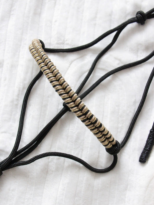 Licol éthologique épi noir/ doré/ beige